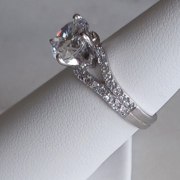 2 Ct Solitaire CZ Wedding Set Two Pc. Size 7 - Picture 8 of 10